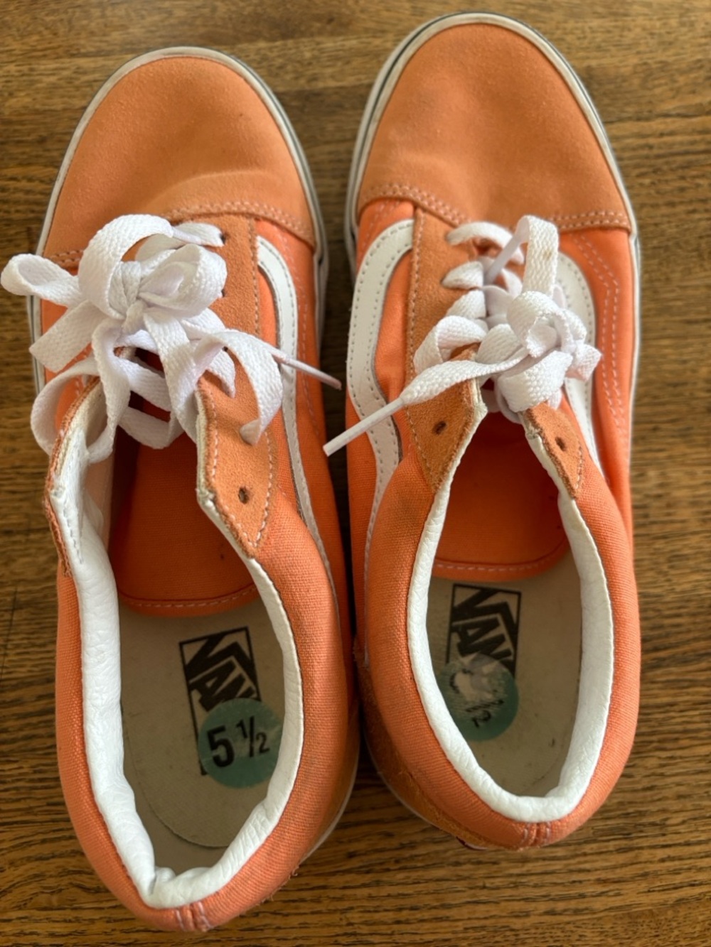 Vans Orange Canvas/ Suede Old Skool Sneakers in Orange Color Junior 5.5 - Picture 5 of 7